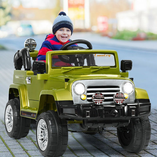 12 V Kids Ride on Truck with MP3 + LED Lights, Green Powered Ride On Toys Green at Gallery Canada