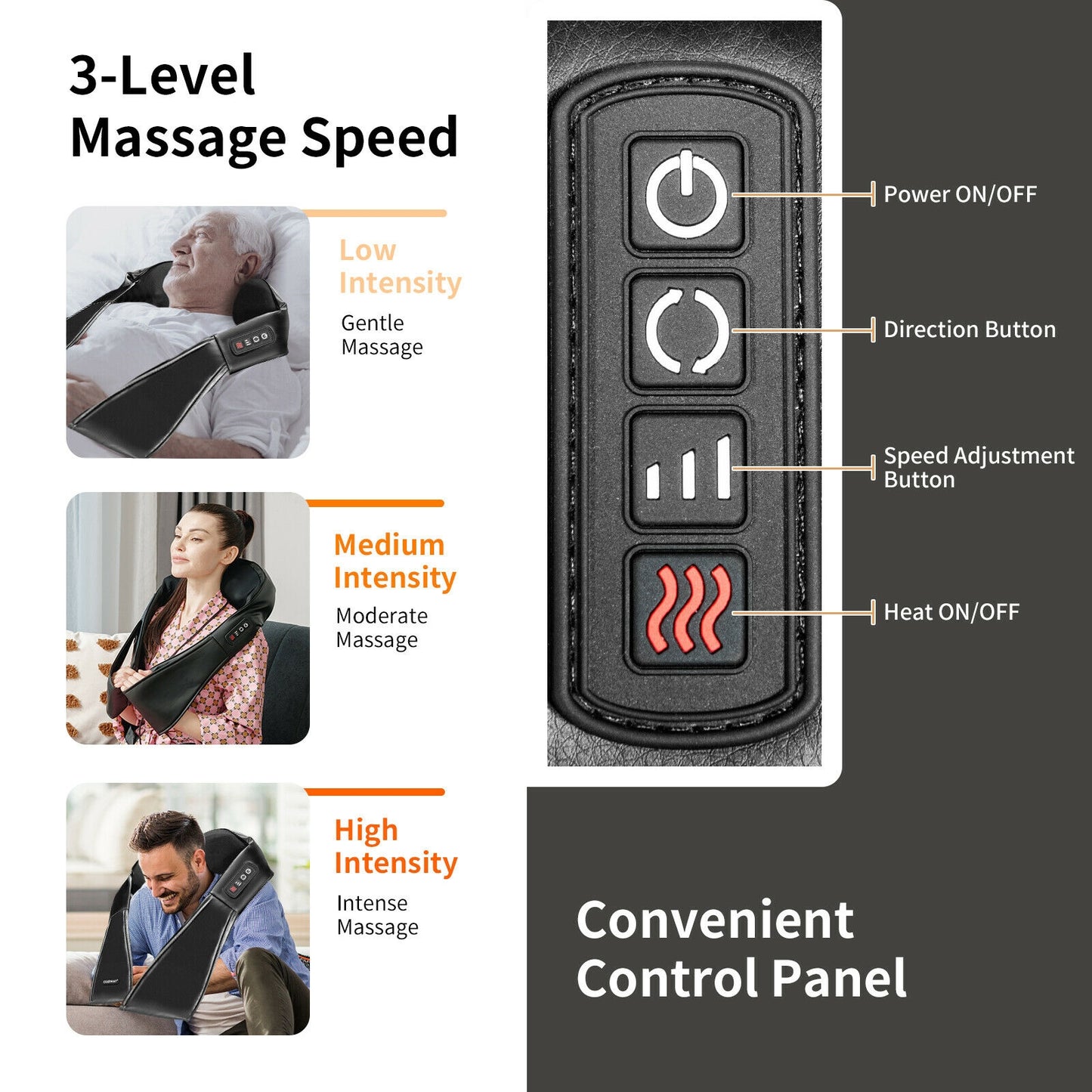 Shiatsu Neck Massager, Heat, Deep Tissue 3D-Kneading, Black Back Massager at Gallery Canada