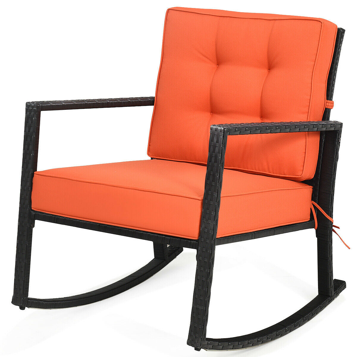 Patio Rattan Rocking Chair, With Cushion, Orange Patio Rocking Chairs & Gliders at Gallery Canada