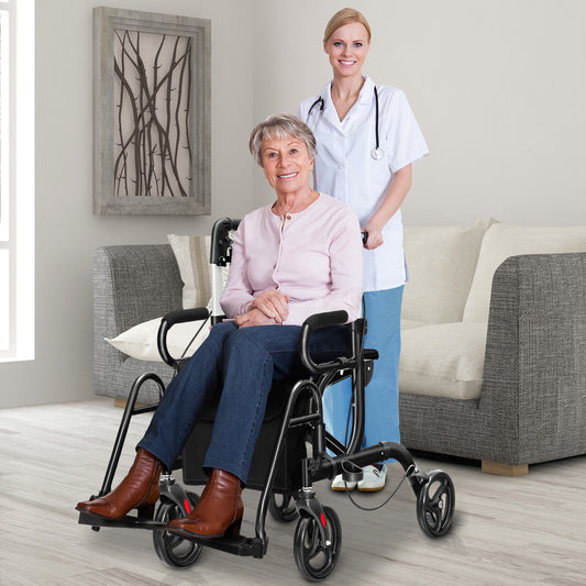 Folding Rollator Walker, 8-Inch Wheels, Seat, Black Walkers & Rollators Black at Gallery Canada