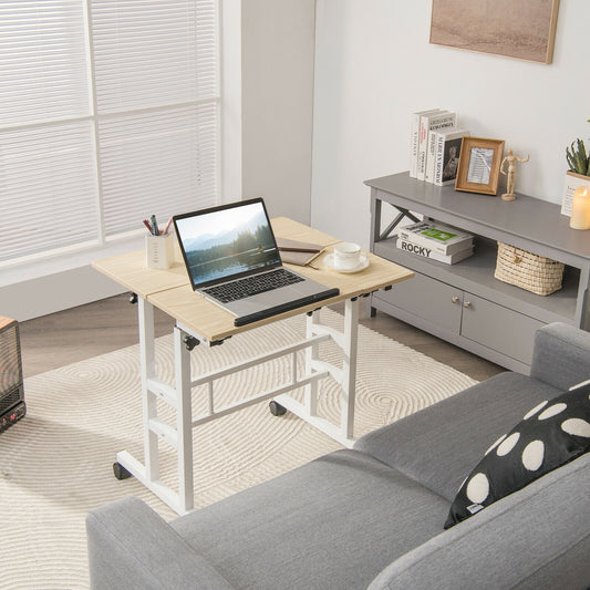 Mobile Standing Desk, Adjustable Tilting Workstation, Natural Laptop Tables & Printer Stands Natural at Gallery Canada