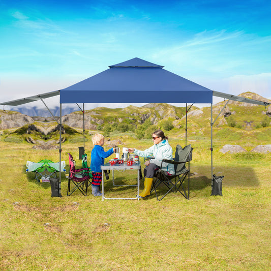 10 x 17.6 Feet Outdoor Pop-Up Canopy Tent, Blue Canopies Blue at Gallery Canada