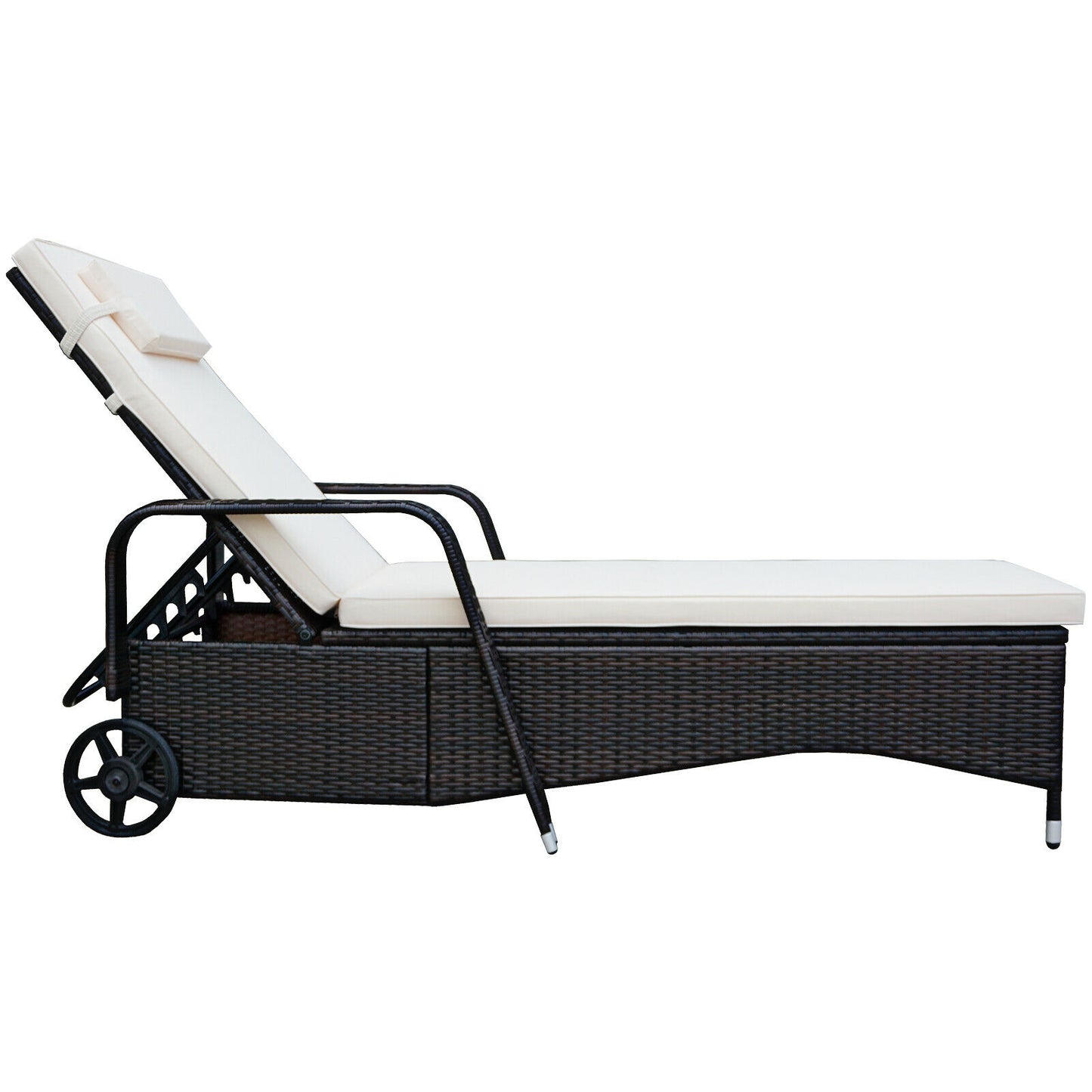 Outdoor Recliner Chaise Lounge, Adjustable Backrest, White Outdoor Chaise Lounges at Gallery Canada