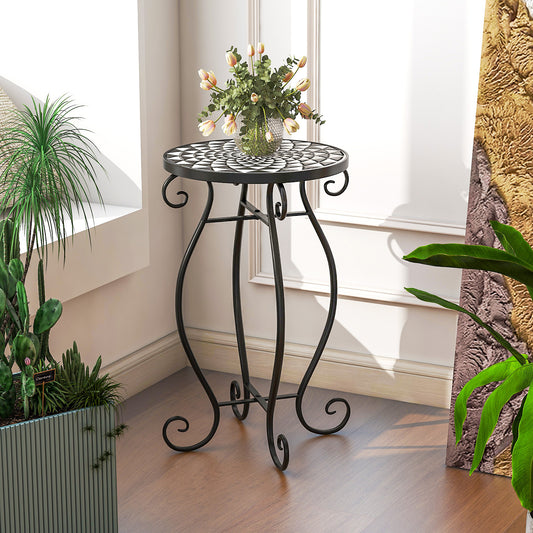 Small Plant Stand, Weather Resistant Ceramic Tabletop, Black & White Plant Stands Black & White at Gallery Canada