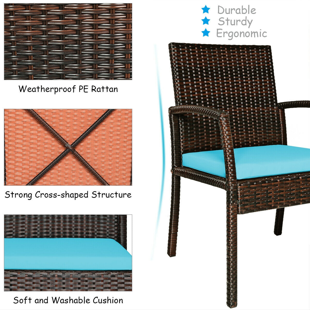 7Pcs Rattan Dining Set, With Umbrella Hole, Turquoise Patio Dining Sets at Gallery Canada