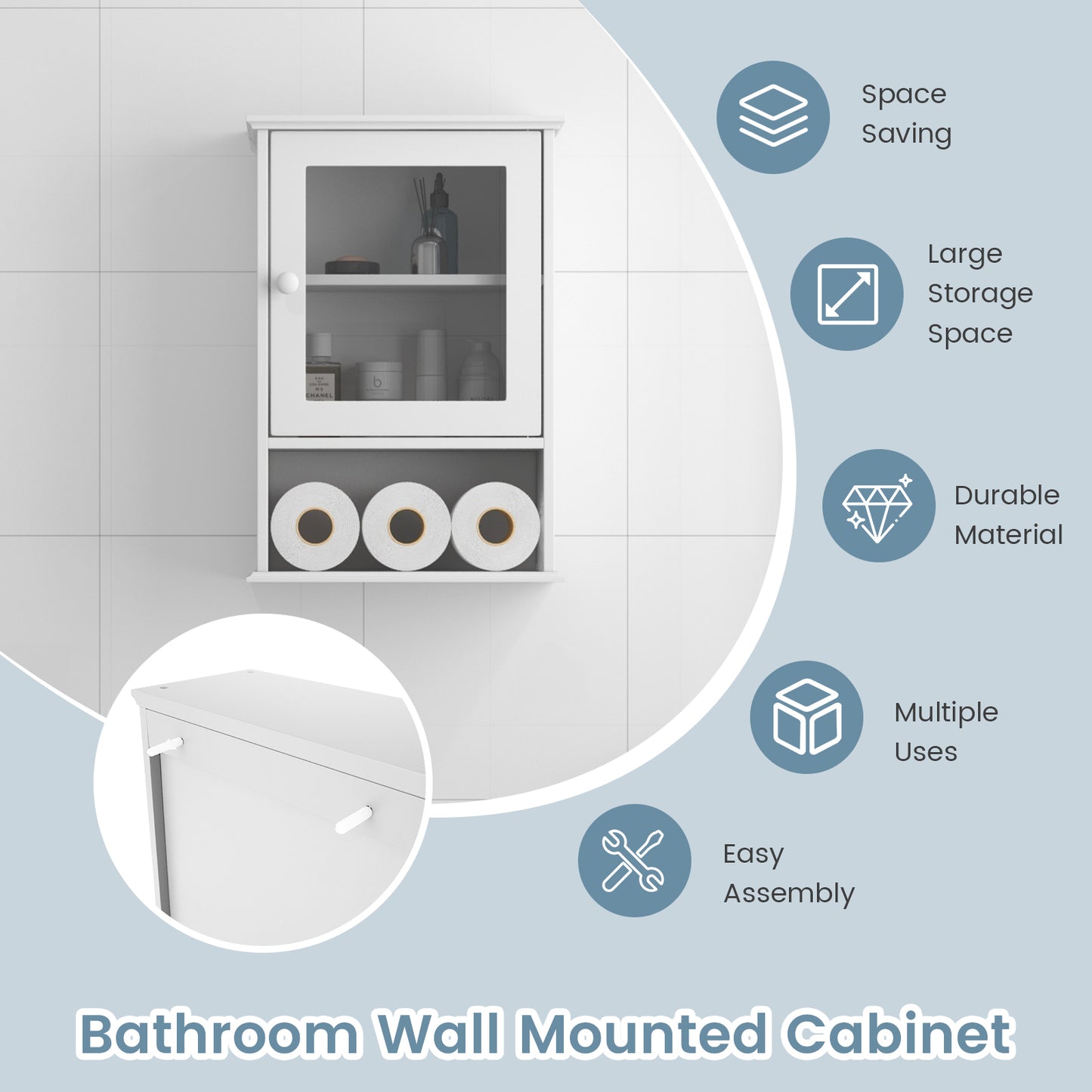 Wall Mounted Adjustable Medicine Cabinet, White Wall Cabinets at Gallery Canada