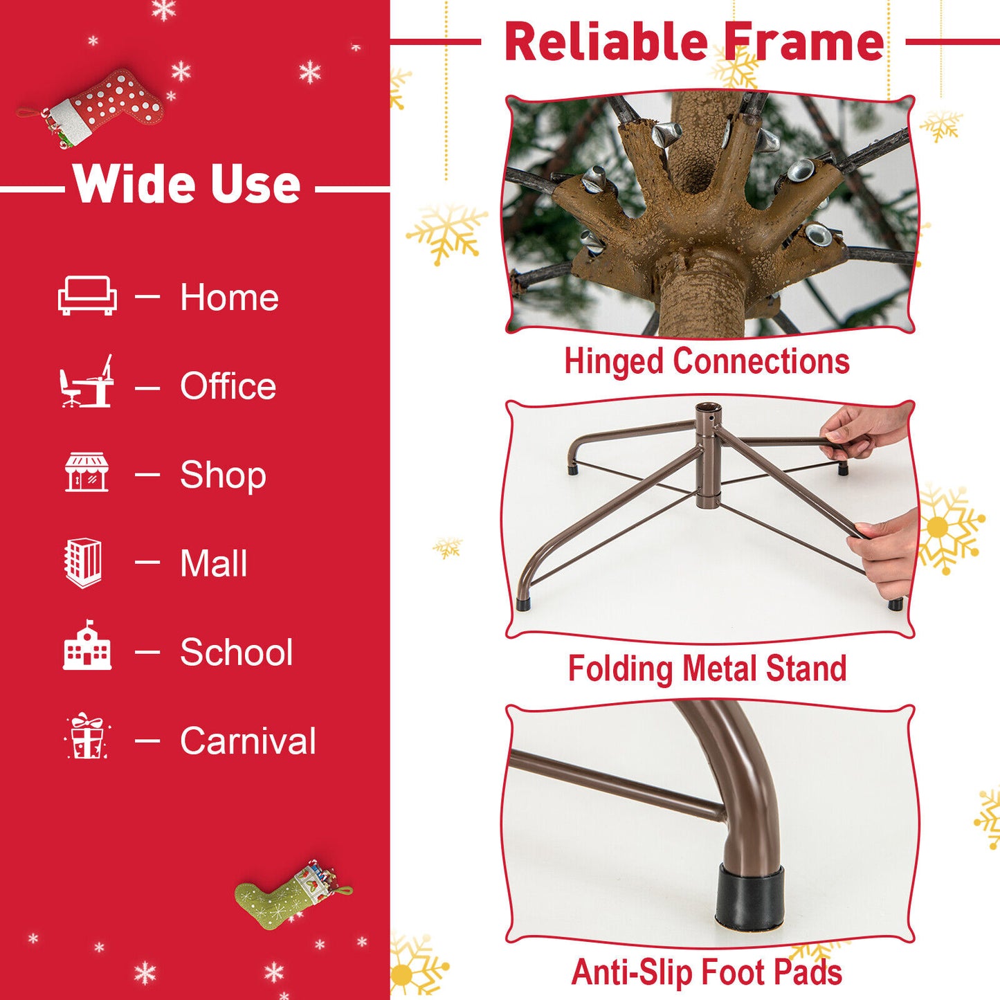 6.5/7.5 Ft Artificial Cypress Christmas Tree Pre-Lit Hinged Christmas Tree at Gallery Canada