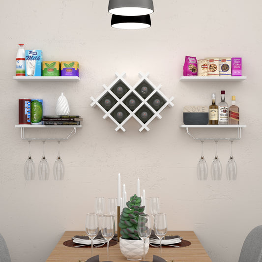 Set of 5 Wall Mount Wine Rack Set w/ Storage Shelves, White Wine Racks White at Gallery Canada