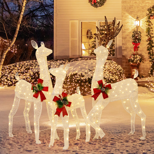 3-Piece Pre-Lit Christmas Reindeer Family, 230 Warm White LED Lights Christmas Decor & Accessories Options at Gallery Canada