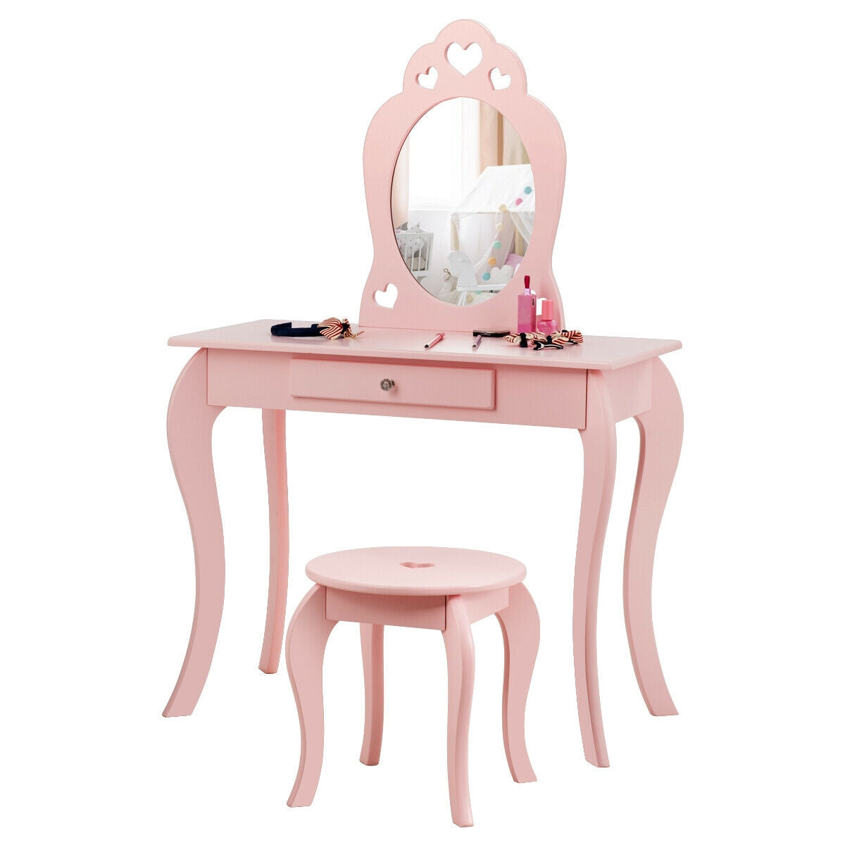 Kids Princess Makeup Dressing Play Table Set, Pink Makeup Vanities at Gallery Canada