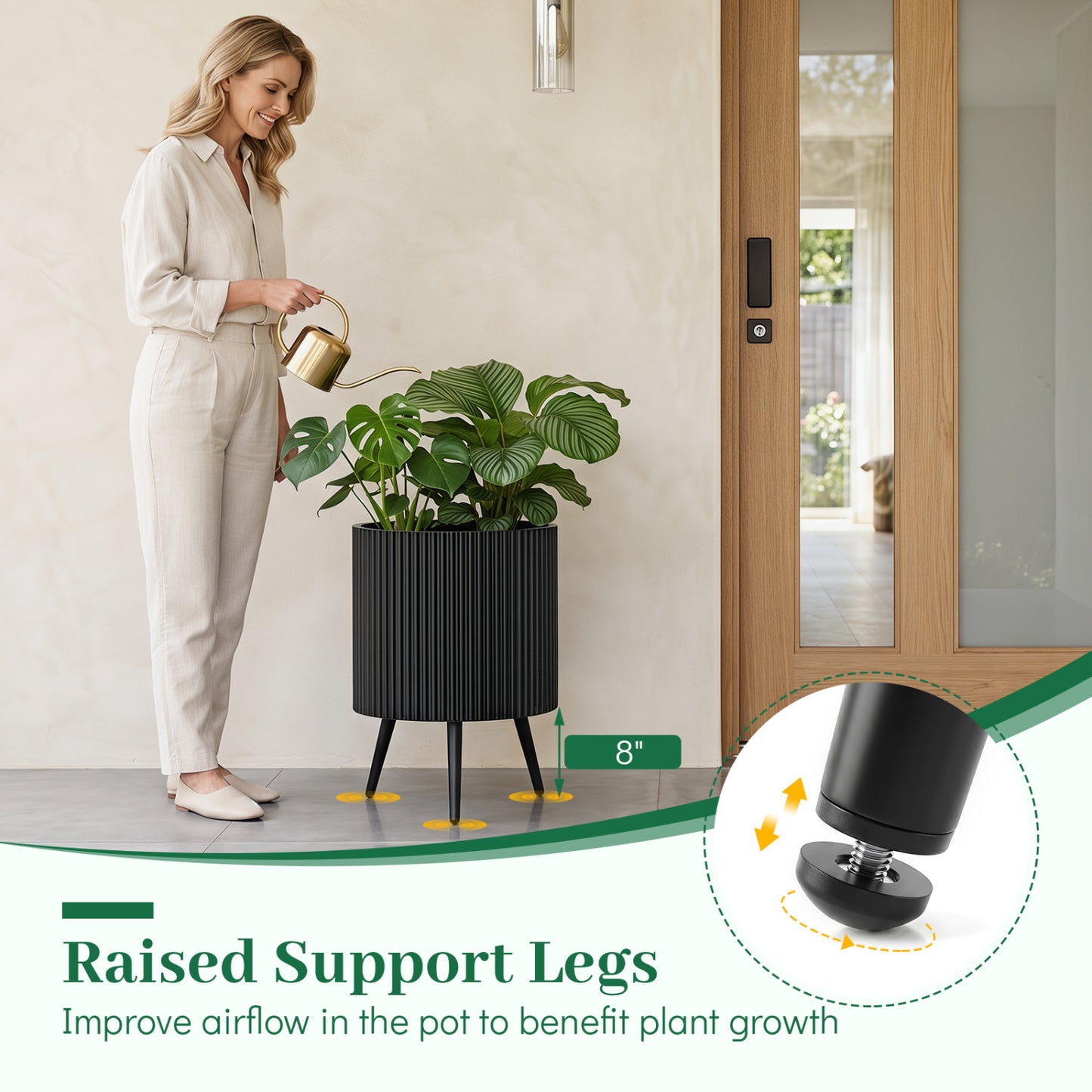 16.5 Inch Plant Pot With Stand, Tapered Legs For Garden Raised Garden Beds at Gallery Canada