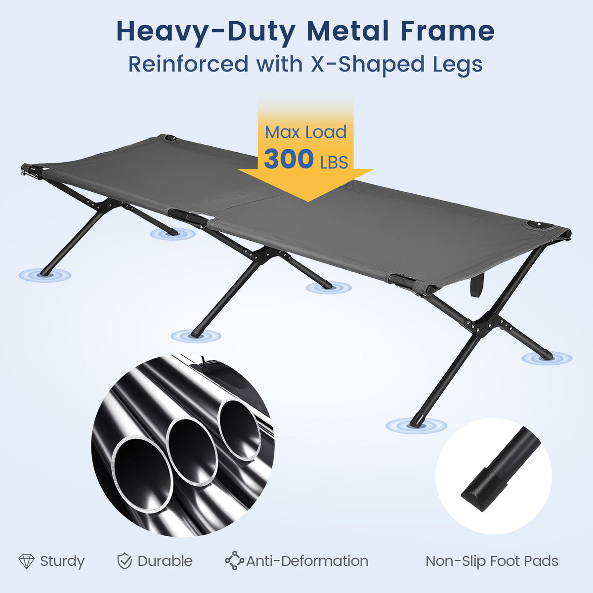 Folding Camping Cot, Gray Camping Furniture at Gallery Canada