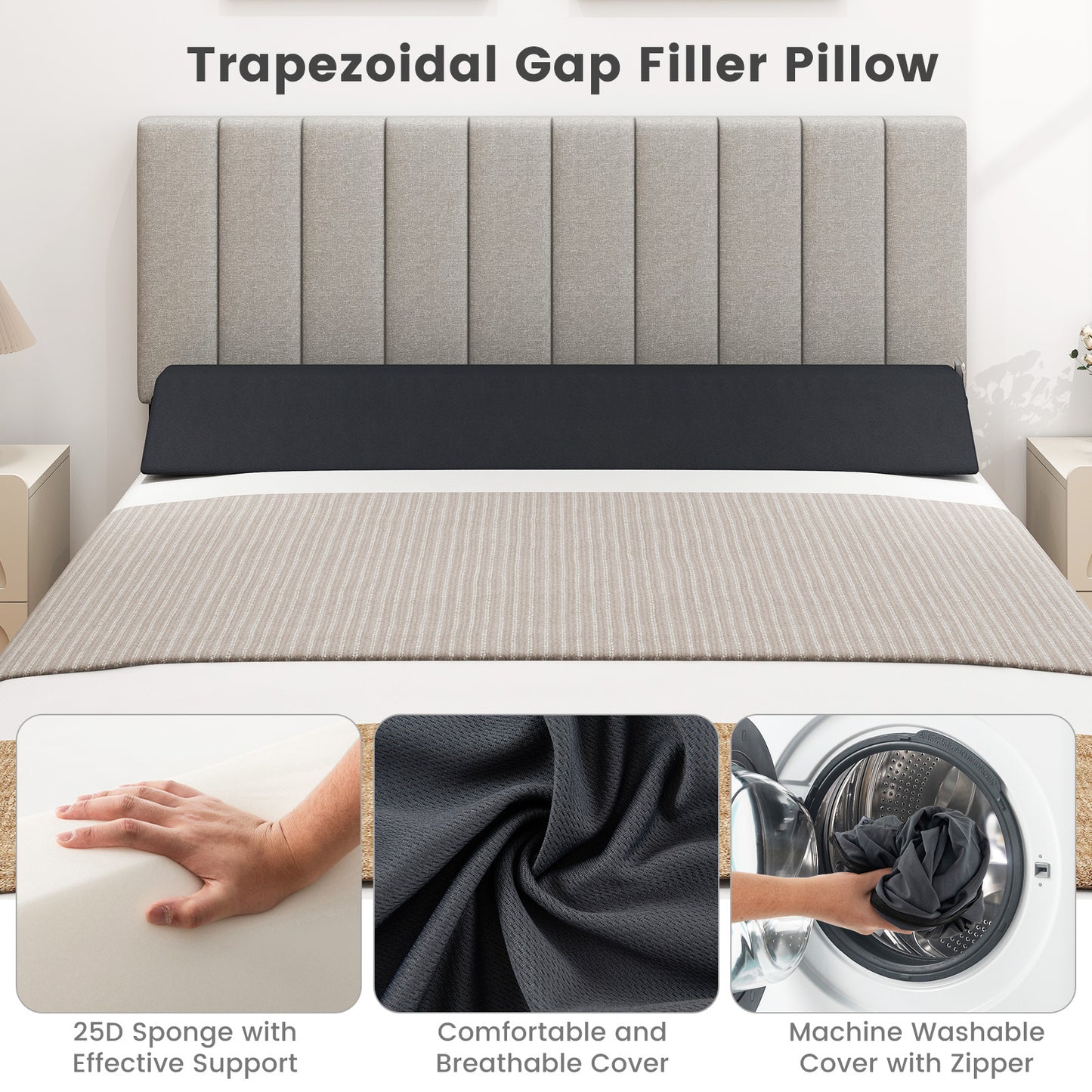 Full Size Bed Wedge Pillow, With Storage Bag, Gray Bedding at Gallery Canada