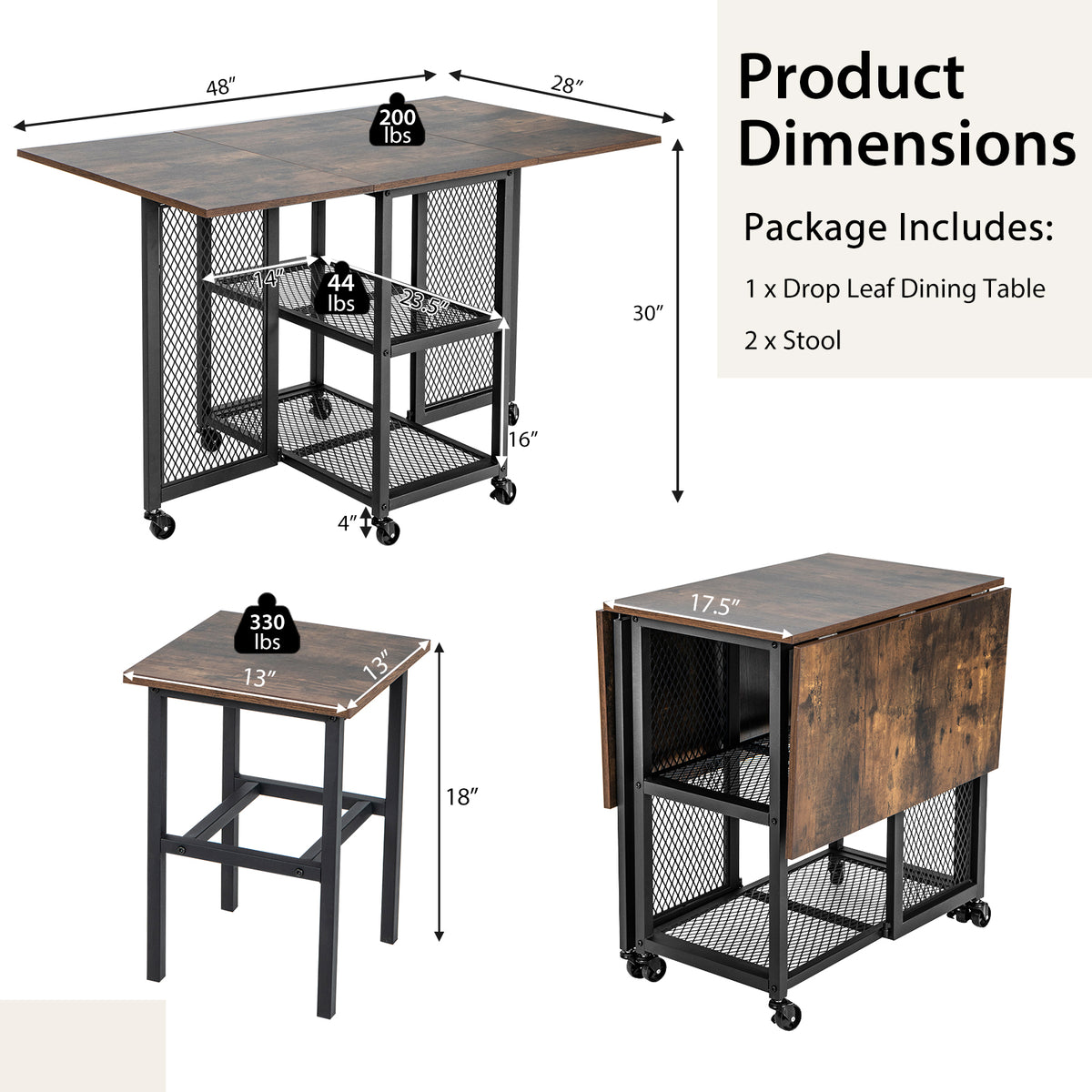 Drop Leaf Expandable Dining Table, Brown Dining Room Sets at Gallery Canada