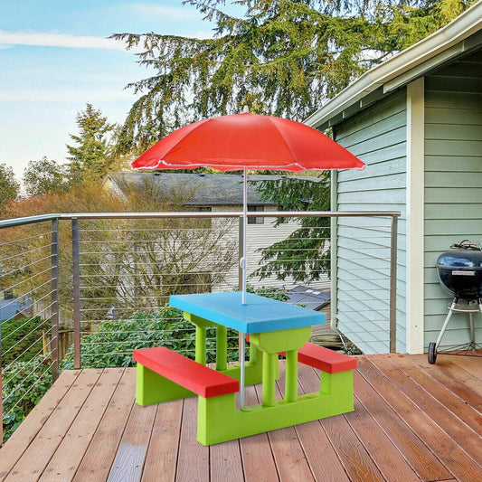 Kids Picnic Table And Bench With Umbrella, Green Kids Table & Chair Sets Green at Gallery Canada