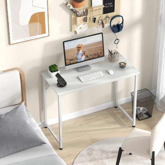 40 Inch Small Computer Desk, Heavy-Duty Metal Frame, White Computer Desks White at Gallery Canada