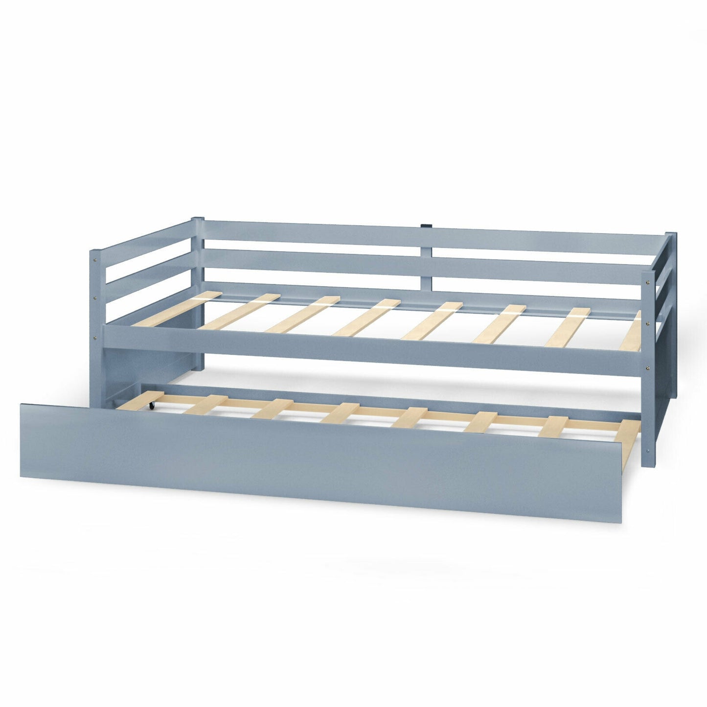 Twin Size Platform Bed Frame With Wooden Slat Support, Gray Trundle Bed Frame at Gallery Canada