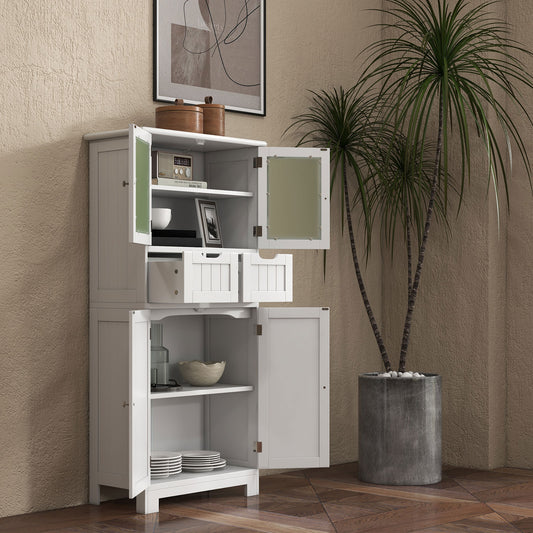 6-Tier Freestanding Bathroom Cabinet, Adjustable Shelves, White Floor Cabinets White at Gallery Canada