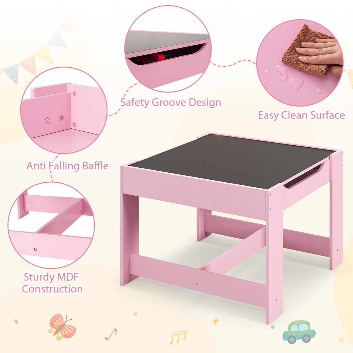Kids Table Chairs Set With Storage Boxes, Pink Kids Table & Chair Sets at Gallery Canada