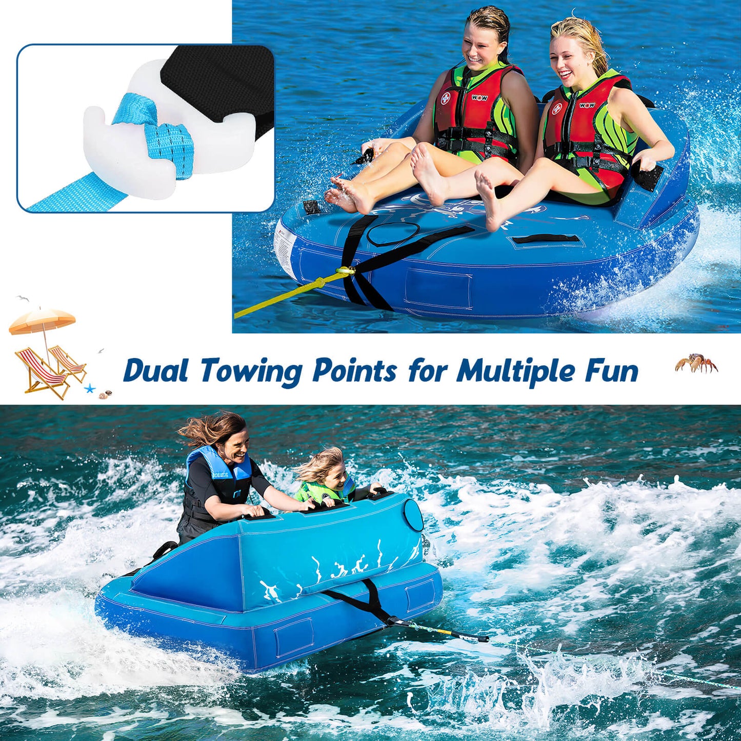 2 Person Inflatable Towable Tube, Blue Water Sports at Gallery Canada