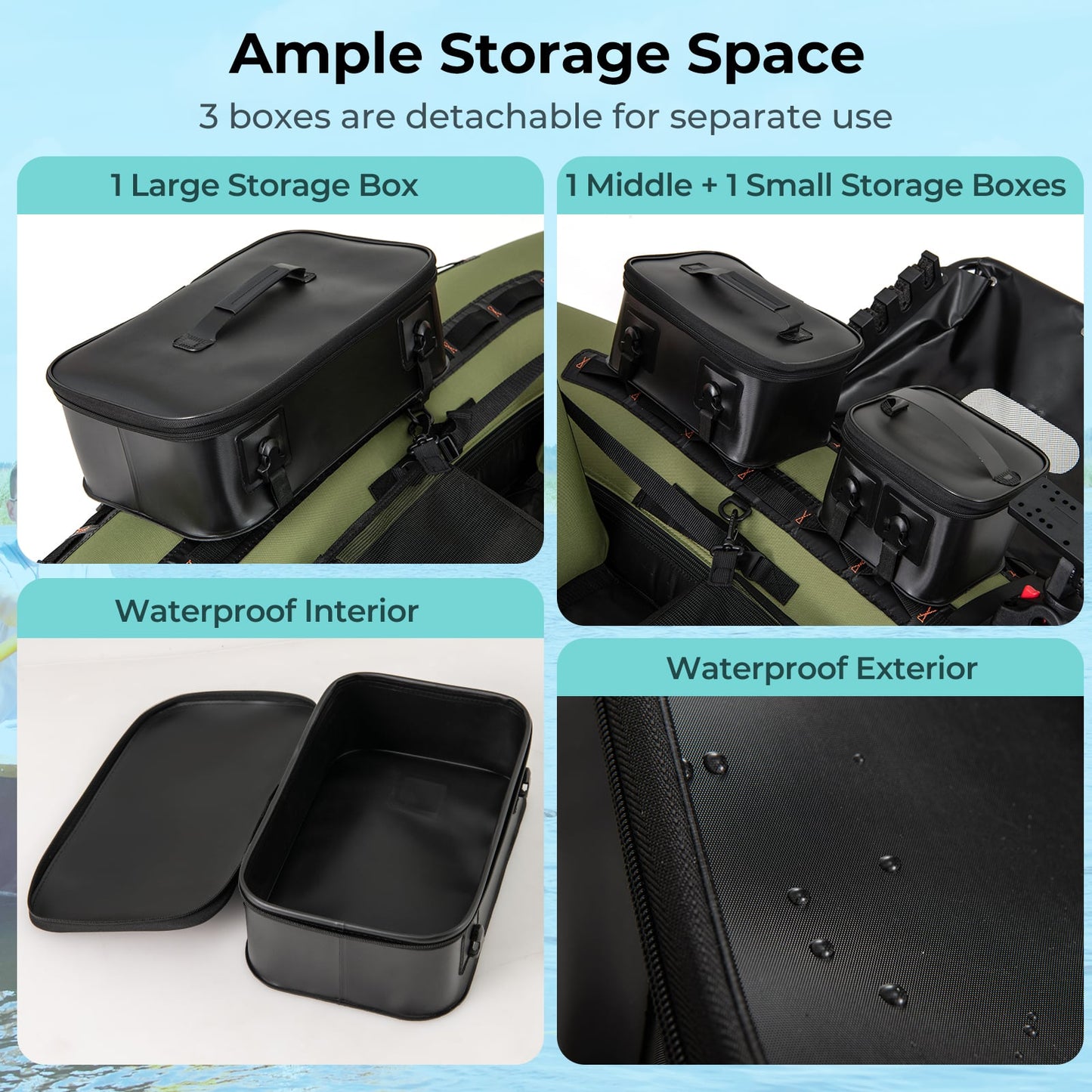 Portable Fishing Boat, 3 Detachable Storage Boxes, Green Surfing at Gallery Canada