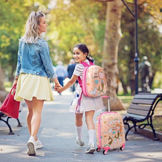 Kids Rolling Suitcase And Backpack Set, Pink Kids Luggage Pink at Gallery Canada