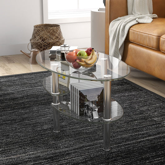 Tempered Glass Oval Side Coffee Table, Transparent Coffee Tables Transparent at Gallery Canada