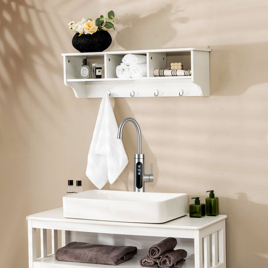 Wall Mount Cubby Organizer Hooks Entryway Storage Shelf, White Coat Racks & Hall Trees White at Gallery Canada