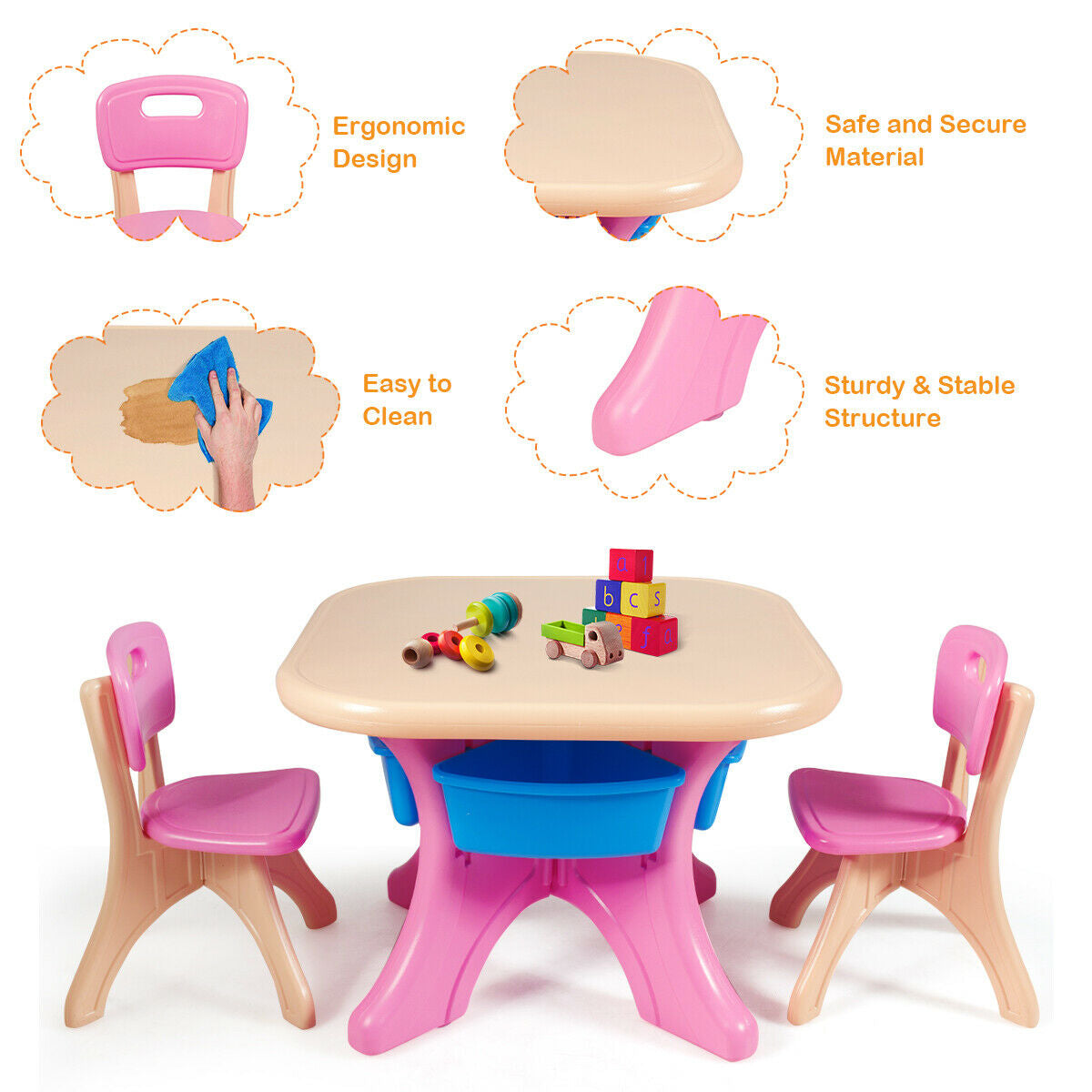 3-Piece Plastic Play Table And Chair Set, Multicolor Kids Table & Chair Sets at Gallery Canada