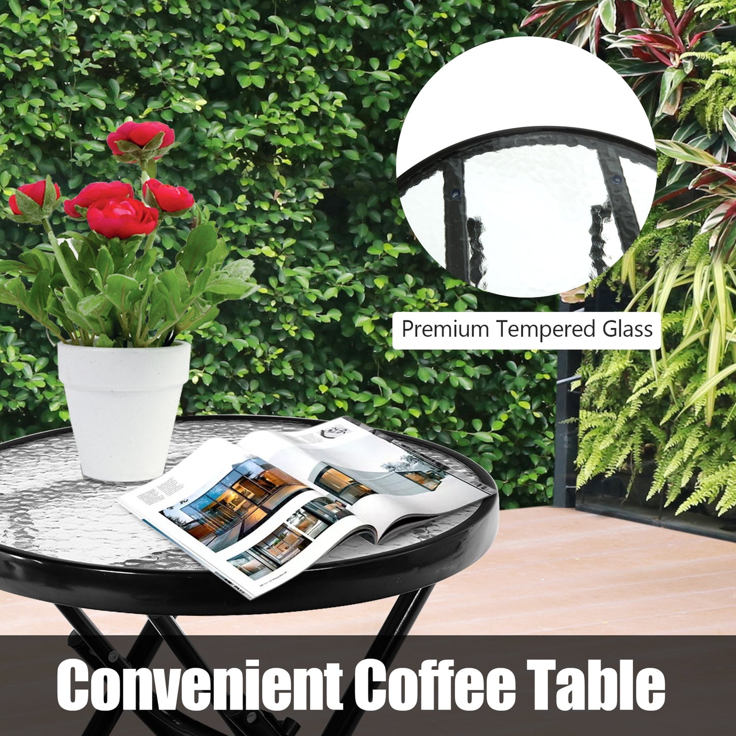 Outdoor Folding Rocking Chair Table Set, 3 Pieces, Red Patio Conversation Sets at Gallery Canada
