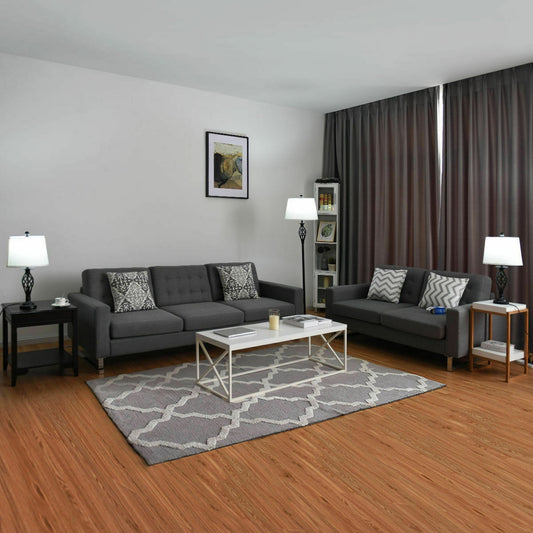 3 Piece Lamp Set, 2 Table Lamps 1 Floor Lamp, Fabric Shades, White Table & Floor Lamps White at Gallery Canada