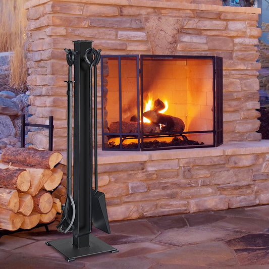 5 Pieces Fireplace Iron Fire Place Tool Set , Black Fireplace Tools Black at Gallery Canada