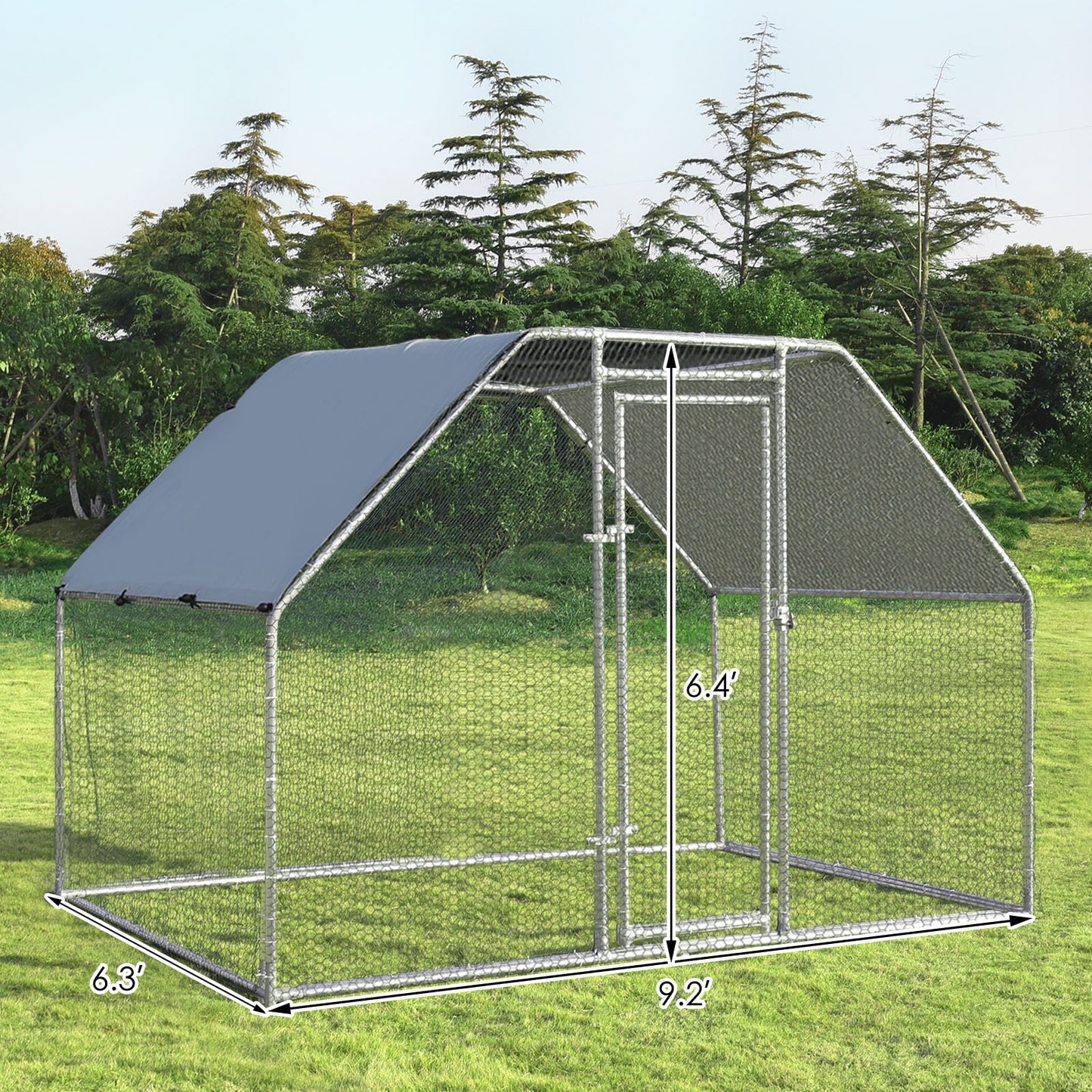 9.5 x 6.5 Feet Large Walk In Chicken Run Cage, Silver Chicken Coops at Gallery Canada