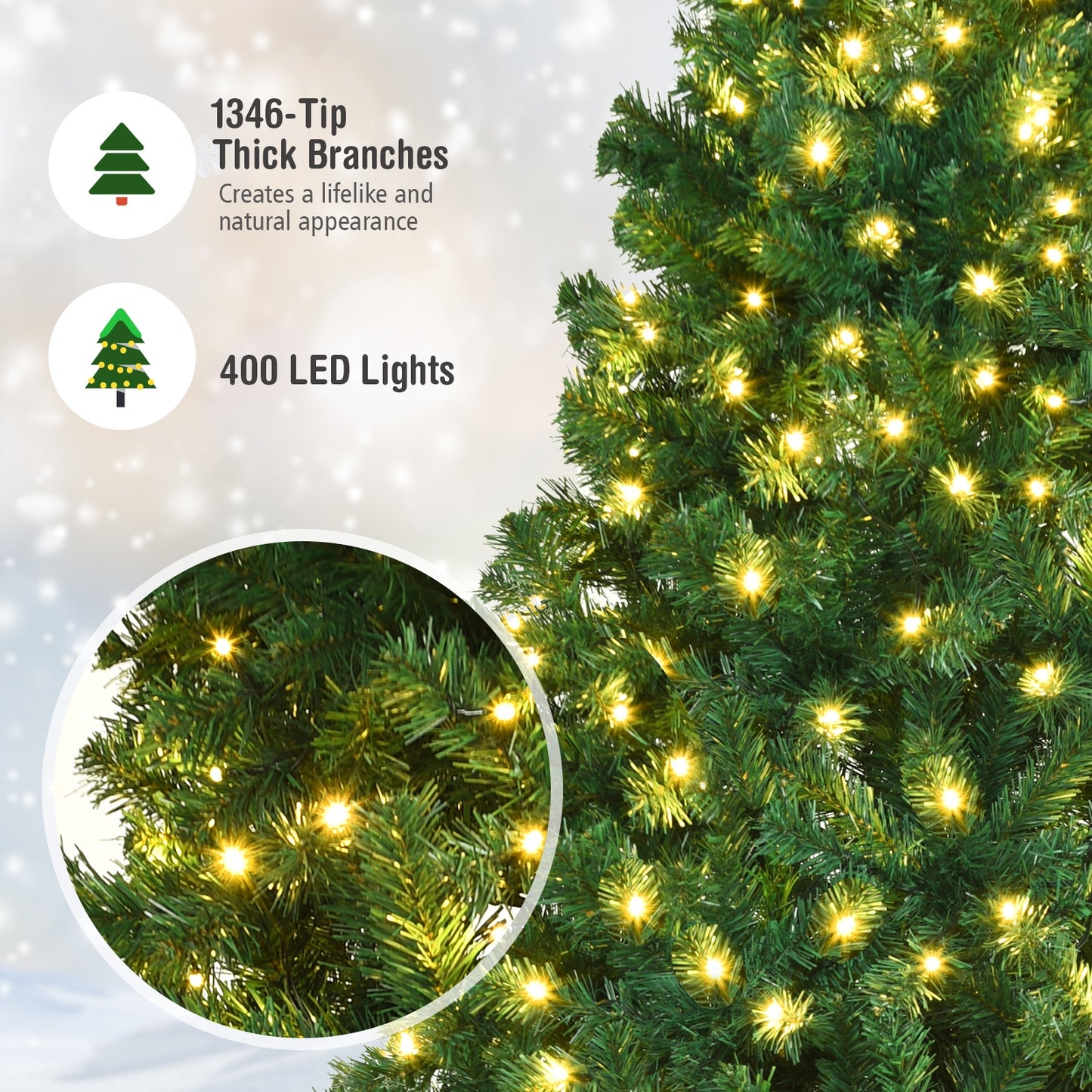 7.5 Ft PVC Artificial Christmas Tree With LED Lights, Green Christmas Tree at Gallery Canada
