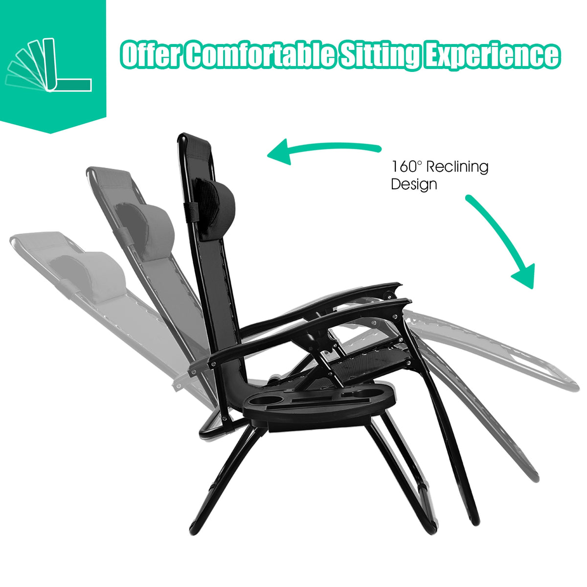 Folding Lounge Chair, Zero Gravity, 2 Pieces, Black Beach & Lawn Chairs at Gallery Canada