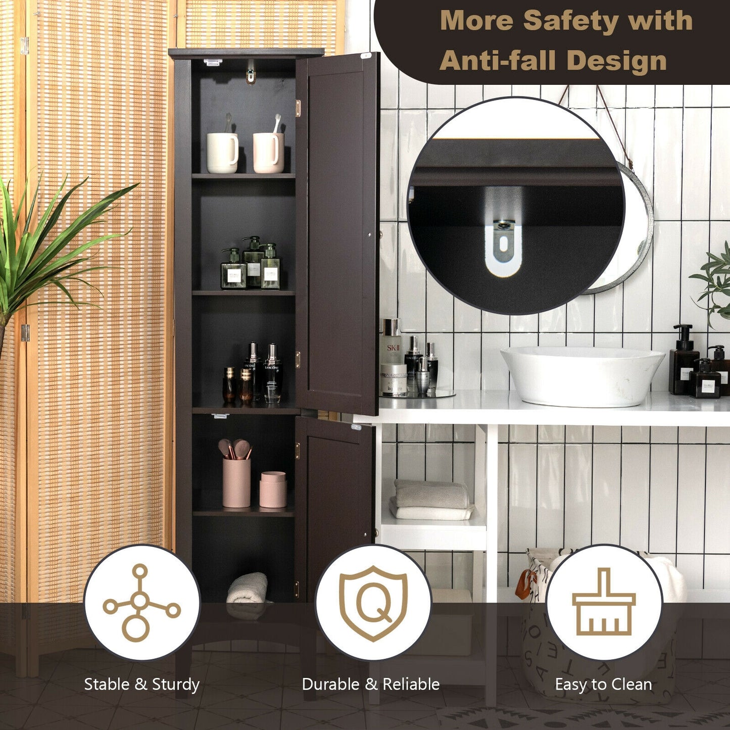 Freestanding Storage Cabinet, Brown Floor Cabinets at Gallery Canada