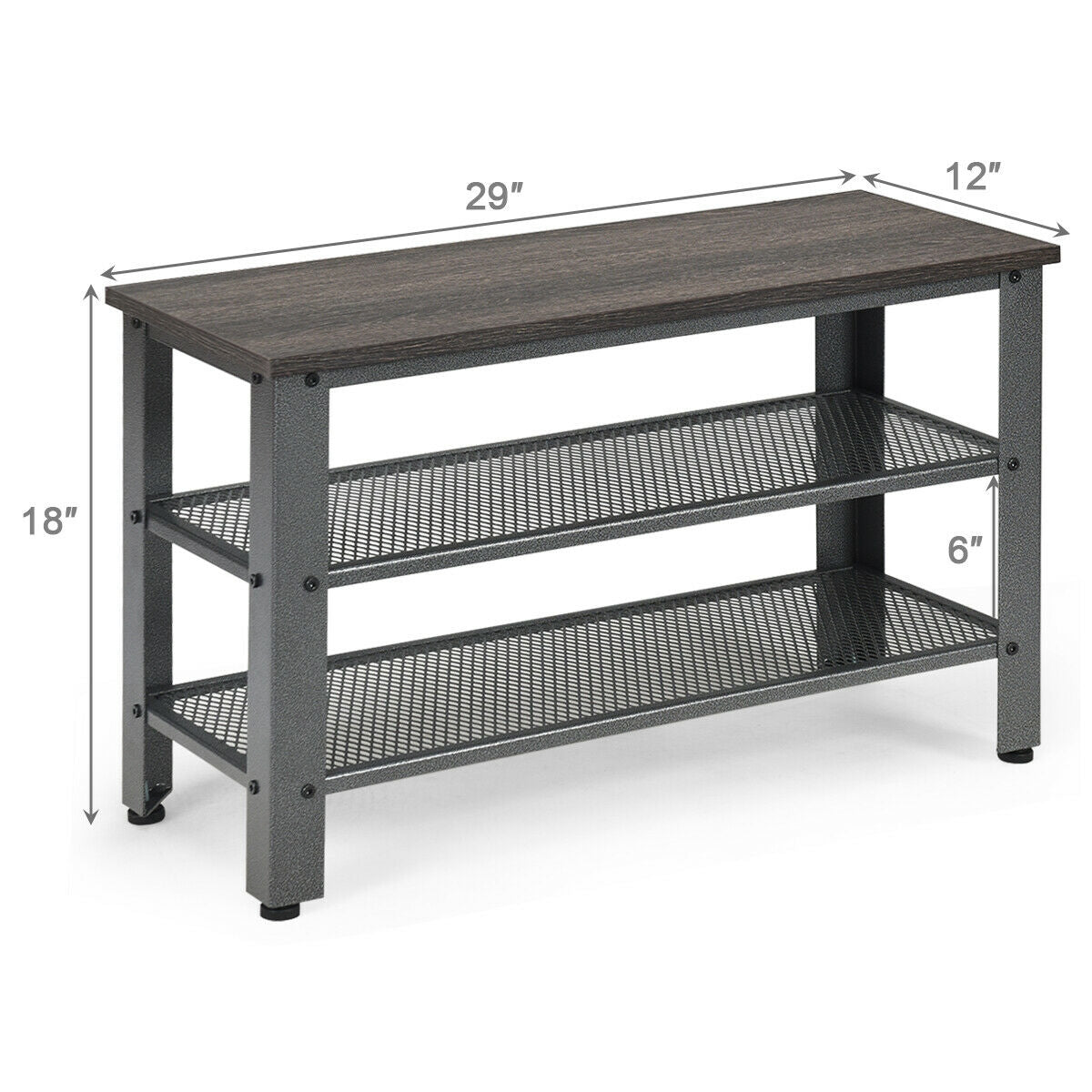 3-Tier Shoe Rack Industrial Bench, Black Shoe Racks & Storage Benches at Gallery Canada