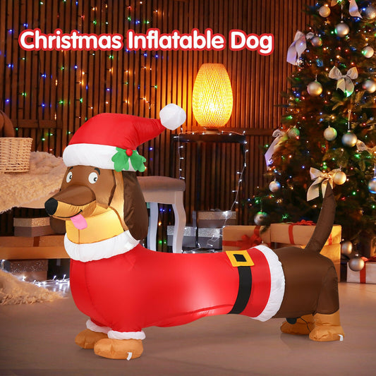 5 Feet Inflatable Christmas Dog With LED Lights, Red Christmas Inflatables Red at Gallery Canada