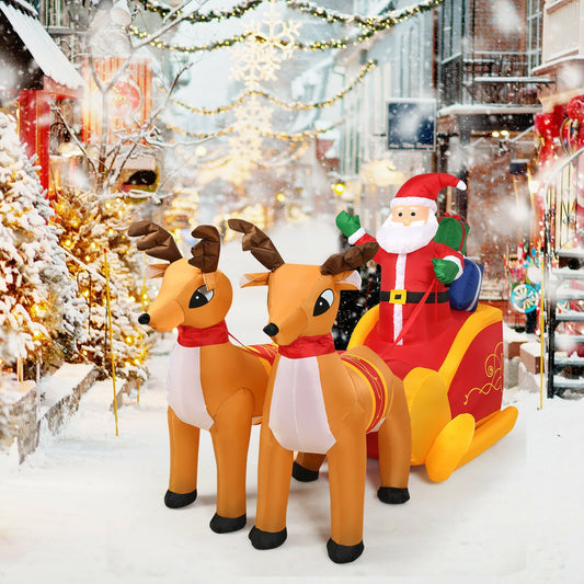 7.5 Feet Waterproof Inflatable Santa, Double Deer And Sled, Multicolor Christmas Inflatables Multicolor at Gallery Canada