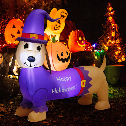 Halloween Inflatable Dachshund Dog, 5 Feet, Pumpkin, Purple Halloween Purple at Gallery Canada