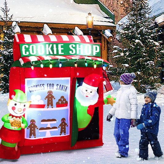 6.3 Feet Inflatable Gingerbread Cookie Shop, Red Christmas Inflatables Red at Gallery Canada