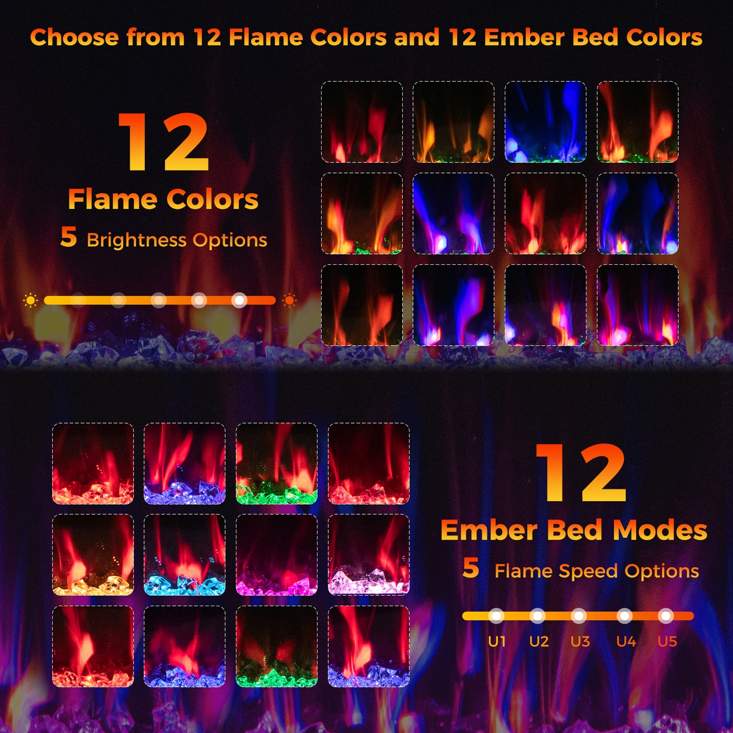 Electric Fireplace, 50 Inches, Recessed Wall Mounted, Black Fireplaces at Gallery Canada
