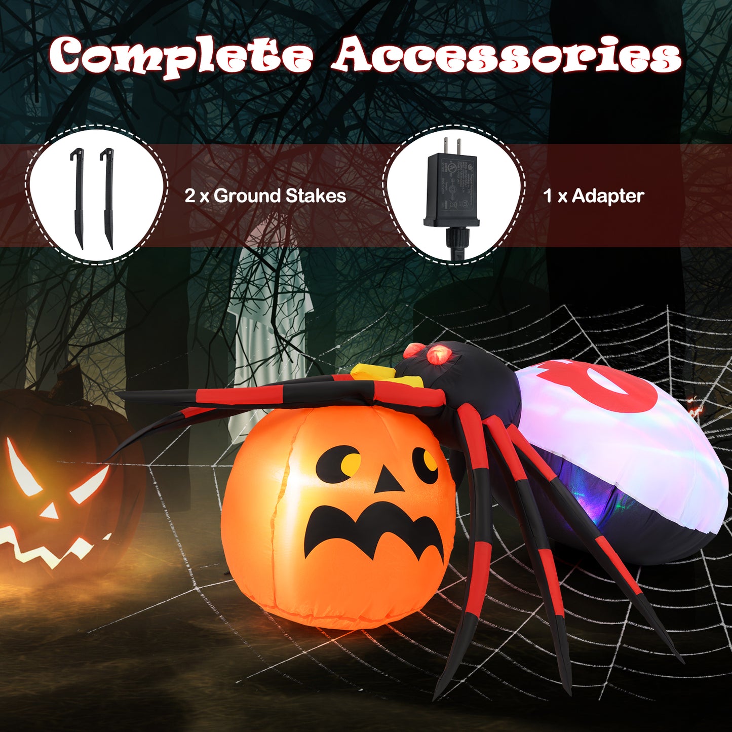 4.9 x 4.6 Feet Inflatable Spider, Pumpkin, Rotating Light, Multicolor Halloween at Gallery Canada