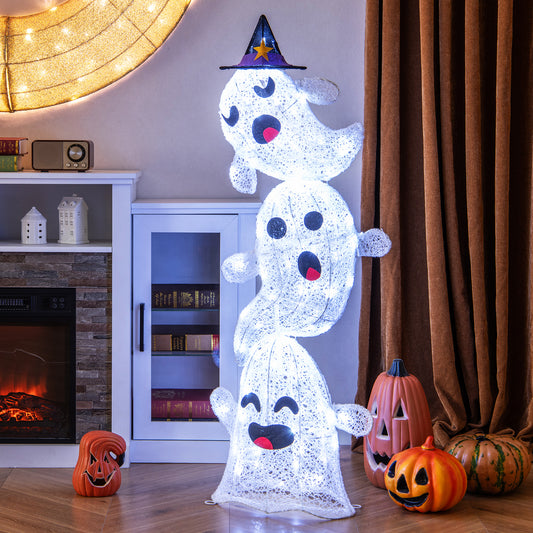 4 FT Stacked Ghosts Halloween Decoration, 120 LED Lights, White Halloween White at Gallery Canada