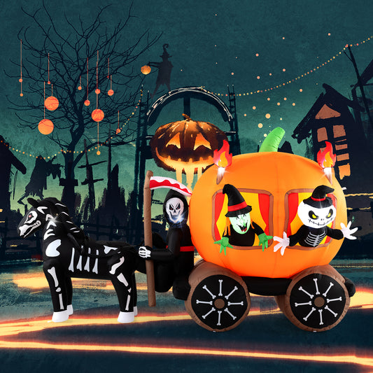 10.2 Feet Halloween Inflatable Carriage, Pumpkin, 2 Ghosts, Multicolor Halloween Multicolor at Gallery Canada