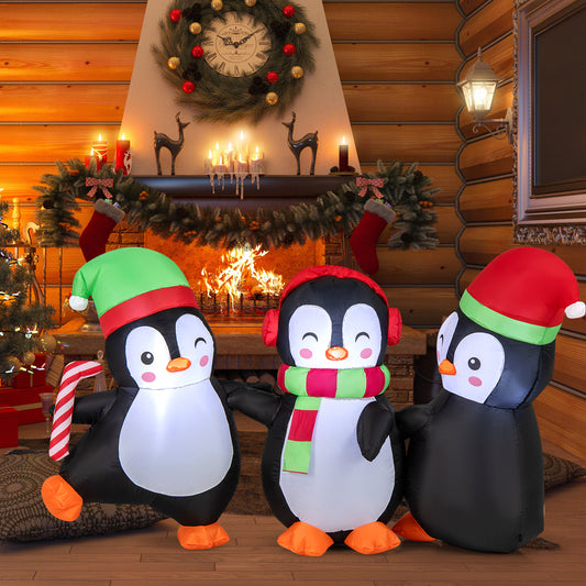 Christmas Inflatable Penguins Family, Built-in LED Lights, Multicolor Christmas Inflatables Multicolor at Gallery Canada