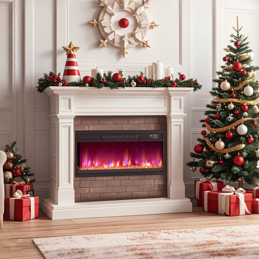 26 Inch Electric Fireplace Insert, 1500W, Remote Control, Black Fireplaces Black at Gallery Canada