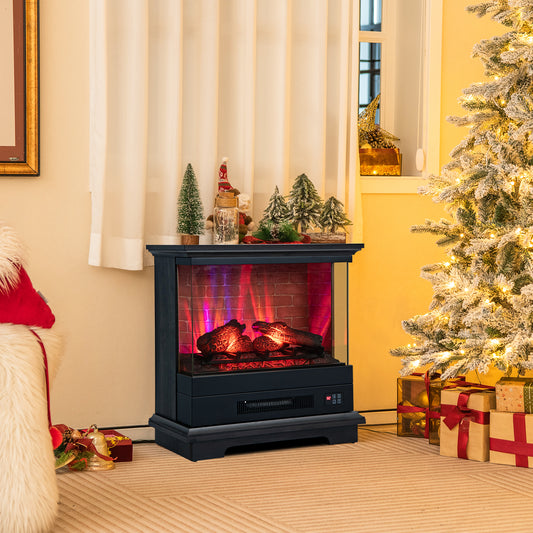 27 Inch Freestanding Fireplace, Remote Control, Black Fireplaces Black at Gallery Canada