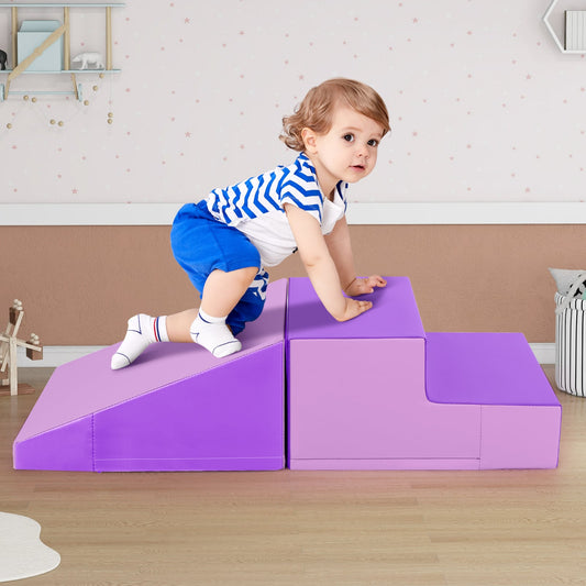 2-Piece Step And Slide Climber, Soft Play Set Foam Blocks, Purple Climbers & Slides Purple at Gallery Canada