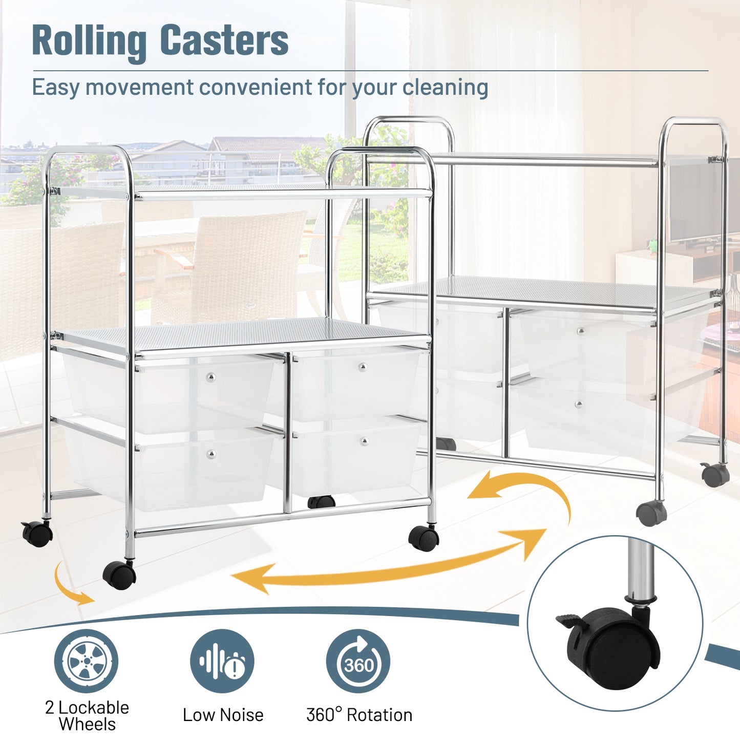 4 Drawers Shelves Rolling Storage Cart Rack, Transparent File Cabinets at Gallery Canada